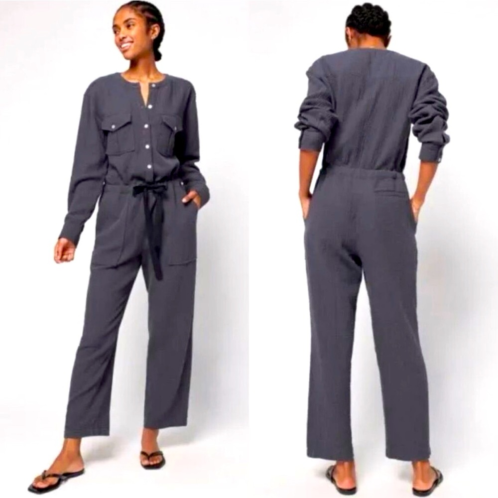 Faherty Organic Cotton Dream Cotton Gauze Jumpsuit In Washed Black NWT Medium